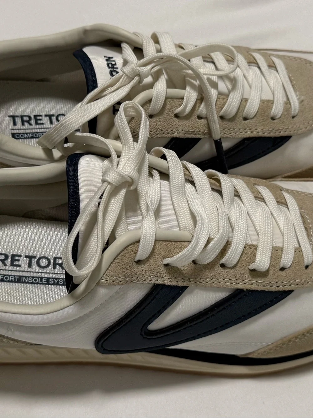 Tretorn White, Beige & Navy Low-Top Sneakers